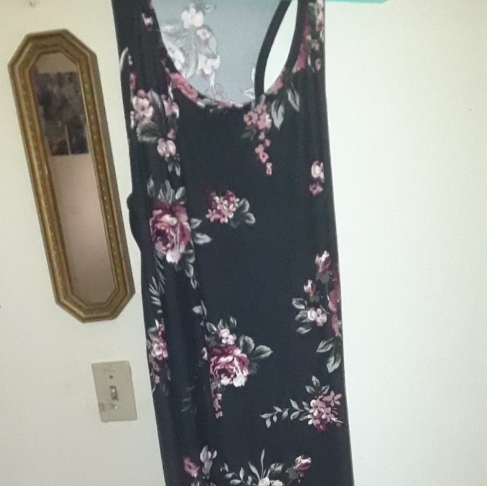 Navy Blue And Pink Floral Dress
